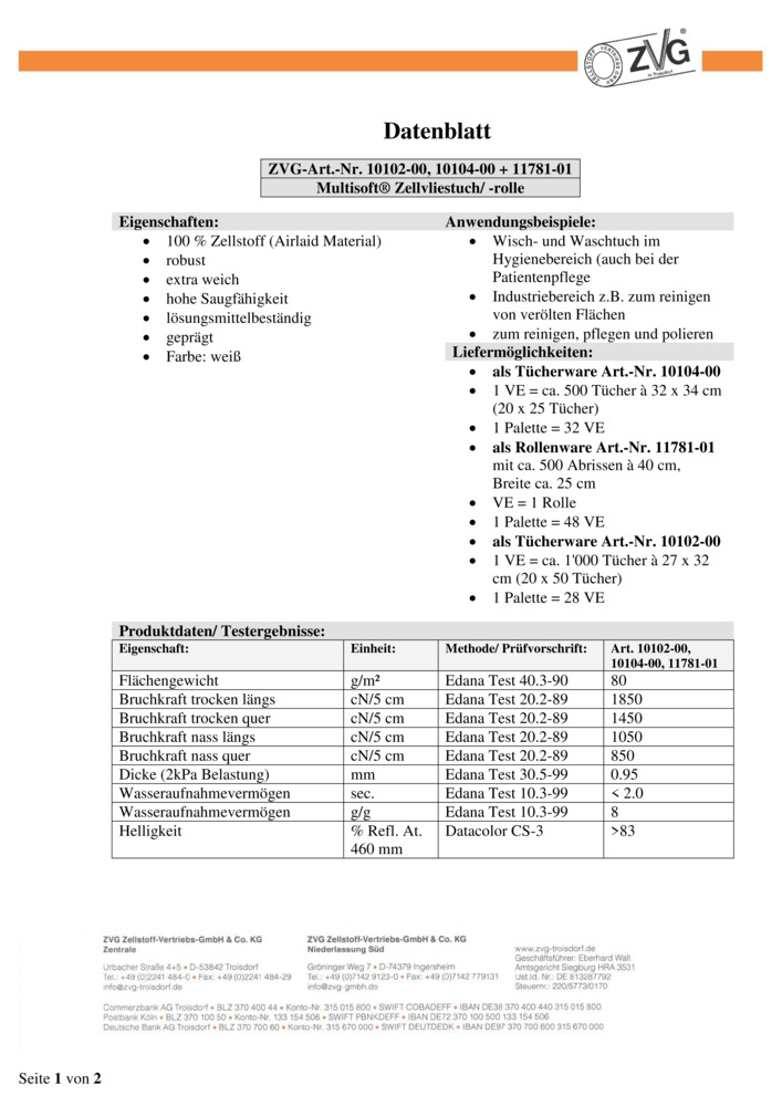 Datenblatt Zertifikat